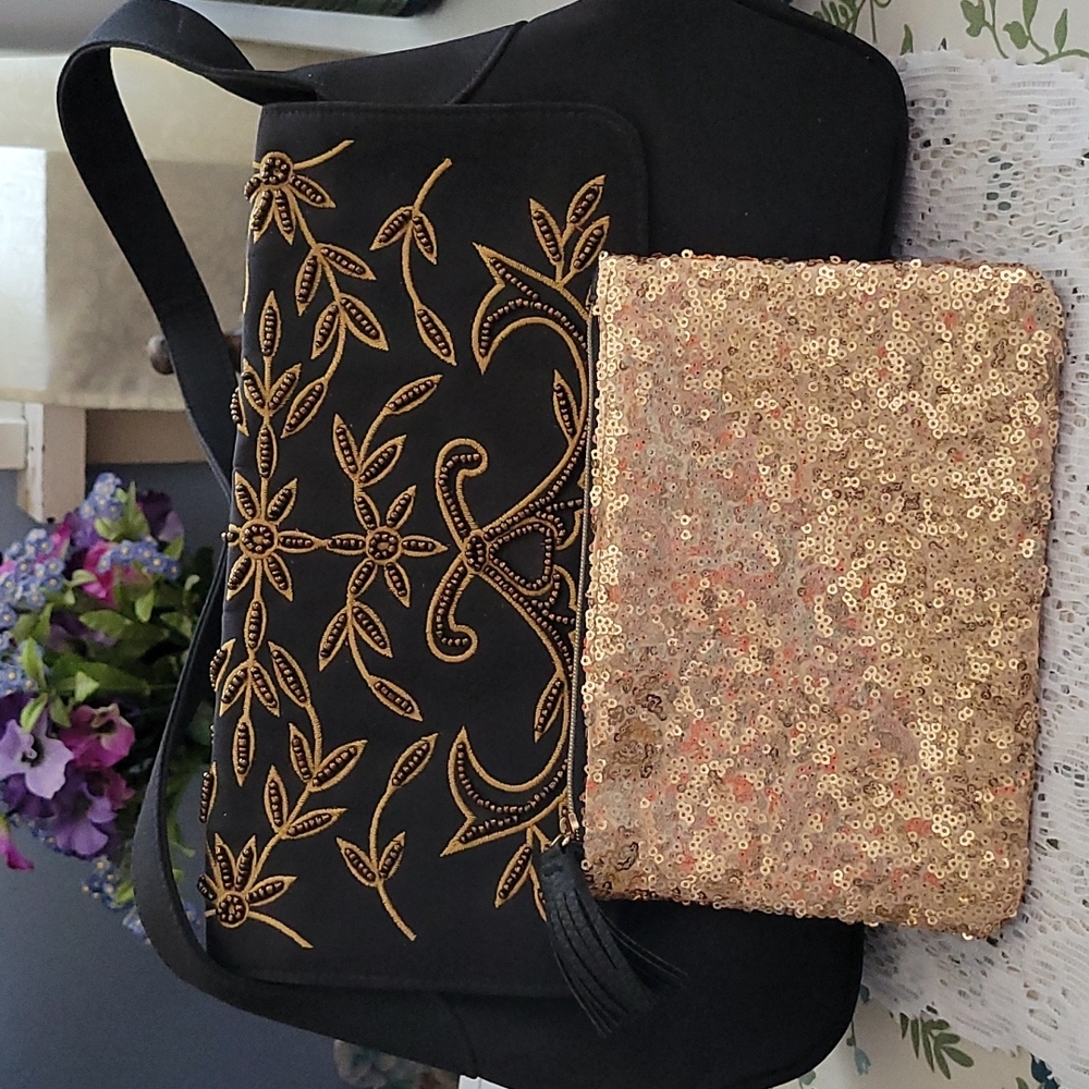 Gold beaded handbag